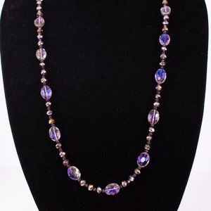 35 3/4" Magical Fairy Purple Faceted Crystal Glass Necklace $40
